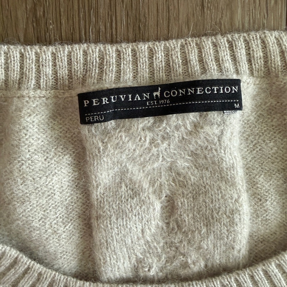 Peruvian Connection 100% Royal Alpaca Cable Knit Maxi Sweater Dress Oatmeal M - Picture 4 of 10